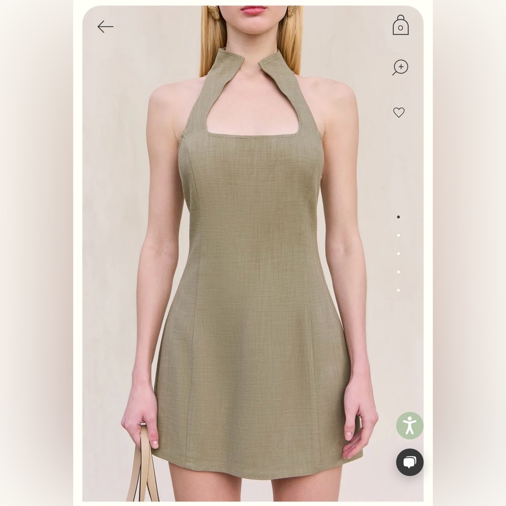 Cult Gaia Akaia Size 0 Tea Olive Mini Halter Dress